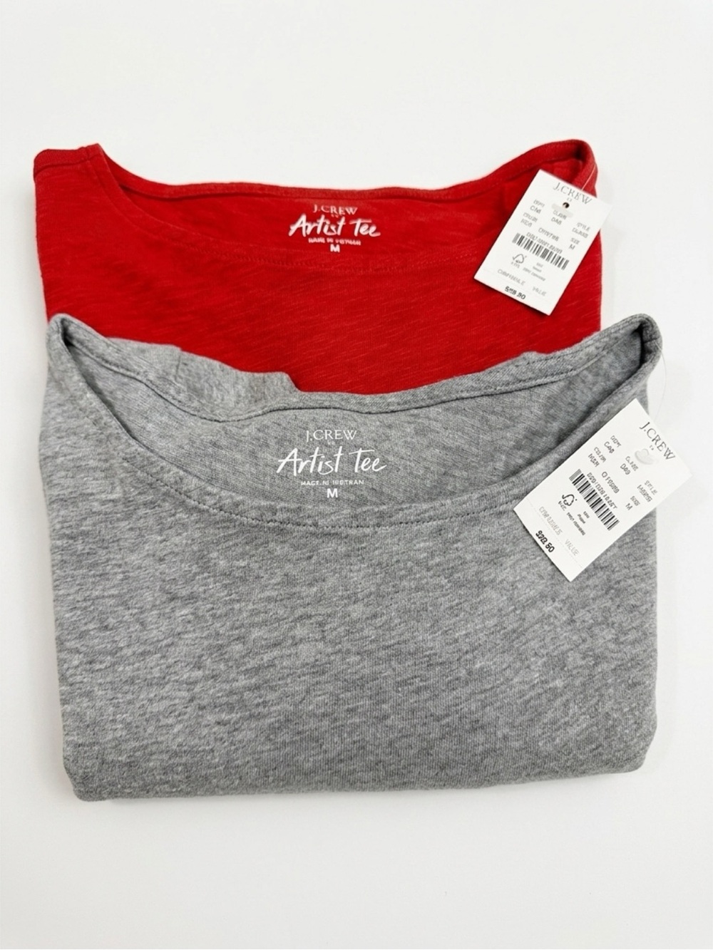 Set of 2 J. Crew Artist Tee Long Sleeve in Red and Gray